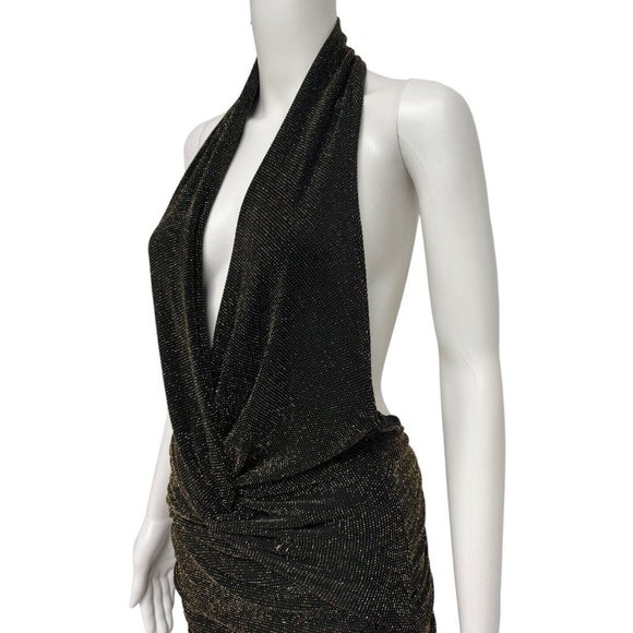 Fashion Nova Women's Sleeveless Halter Neck Black Sparkly Cocktail Dress Size XL - Picture 4 of 13